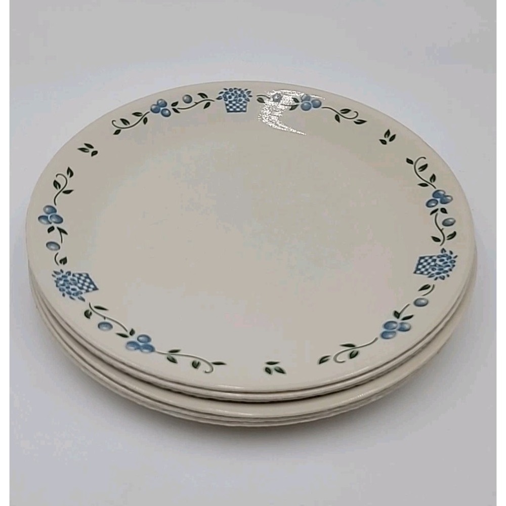 6pc Corelle Corning Blueberry Bouquet Dinner Plates Beige 10.25"